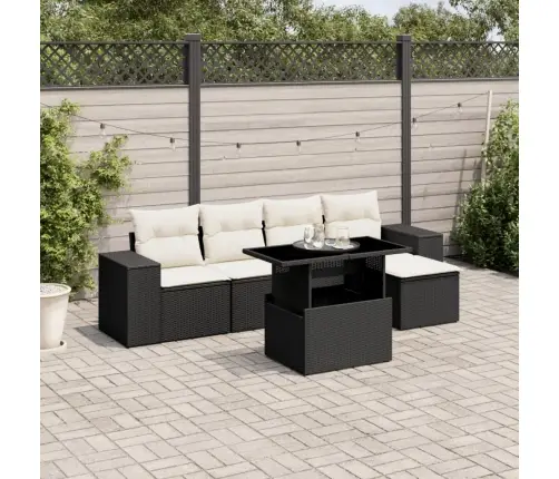 6-Daļīgs Dārza Dīvāna Komplekts, Matrači, Melna Pe Rotanpalma Vidaxl