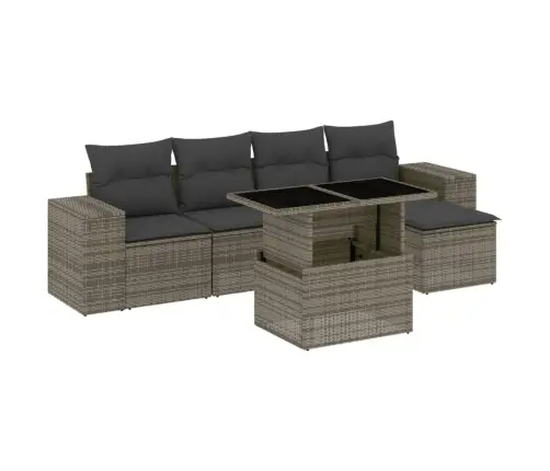 6-Daļīgs Dārza Dīvāna Komplekts Ar Matračiem, Pelēks Pe Pinums Vidaxl