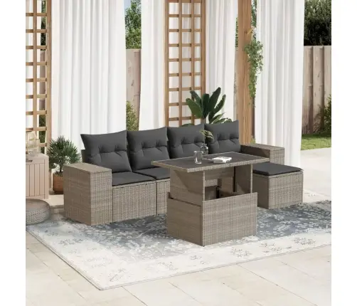 Sofos Komplektas Su Pagalvėlėmis, 6 Dalių, Pilkas, Poliratanas