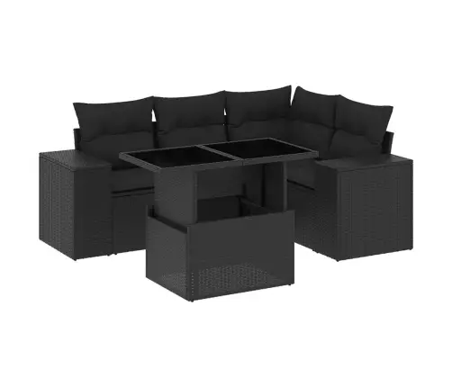 5-Osaline Aiadiivanikomplekt Patjadega, Must, Polürotang