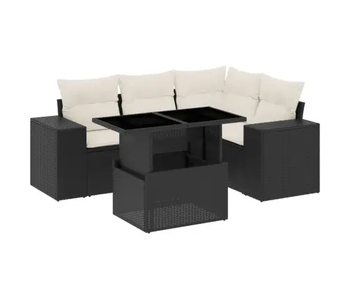 5-Osaline Aiadiivanikomplekt Patjadega, Must, Polürotang