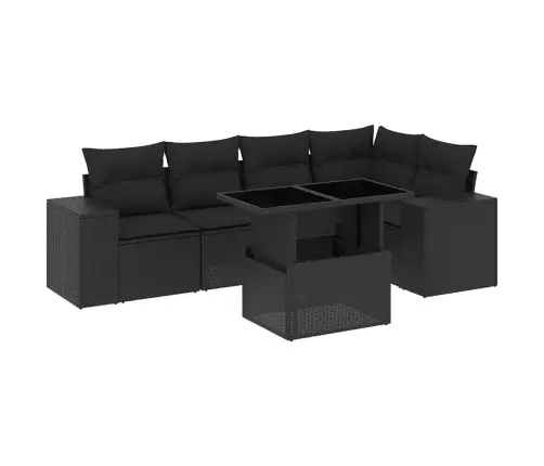 6-Daļīgs Dārza Dīvāna Komplekts, Matrači, Melna Pe Rotanpalma Vidaxl