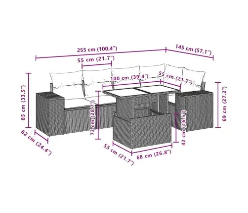 6-Daļīgs Dārza Dīvāna Komplekts, Matrači, Melna Pe Rotanpalma Vidaxl