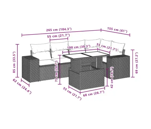 Sofos Komplektas Su Pagalvėlėmis, 6 Dalių, Smėlio, Poliratanas