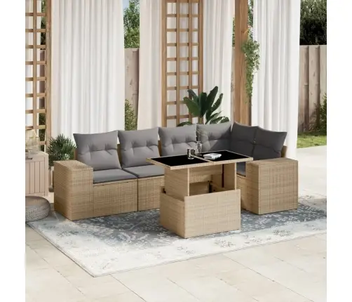 6-Osaline Aiadiivani Komplekt Patjadega, Beež, Polürotang