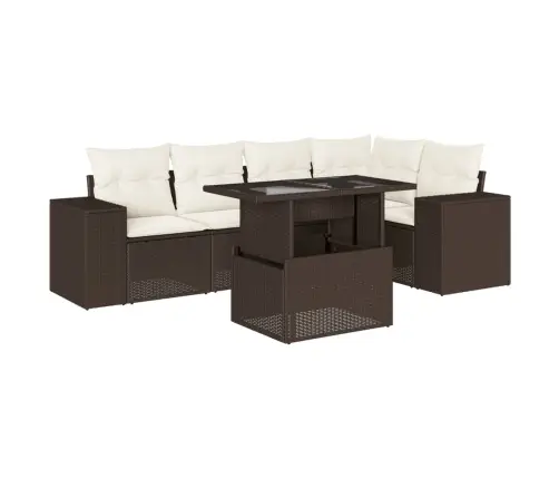 6-Daļīgs Dārza Dīvānu Komplekts, Matrači, Brūna Pe Rotangpalma Vidaxl