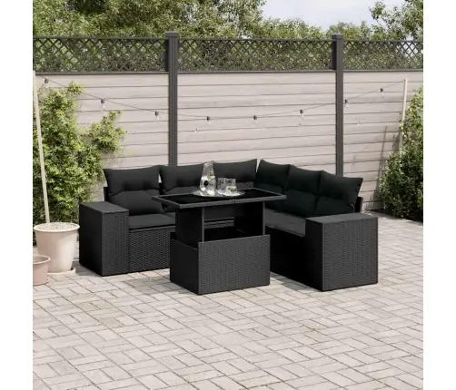 6-Daļīgs Dārza Dīvāna Komplekts, Matrači, Melna Pe Rotanpalma Vidaxl