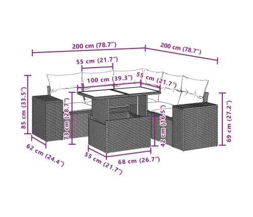6-Osaline Aiadiivani Komplekt Patjadega, Must, Polürotang 6-Osaline Aiadiivani Komplekt Patjadega, Must, Polürotang