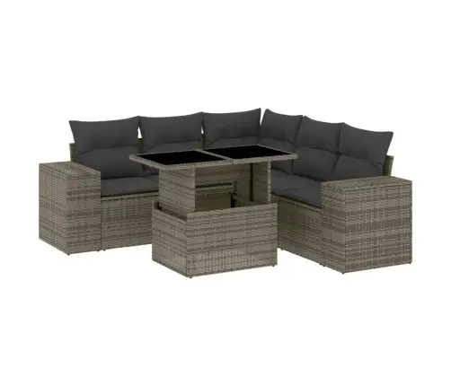 Sofos Komplektas Su Pagalvėlėmis, 6 Dalių, Pilkas, Poliratanas