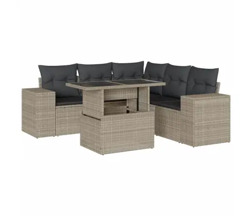 Sofos Komplektas Su Pagalvėlėmis, 6 Dalių, Pilkas, Poliratanas