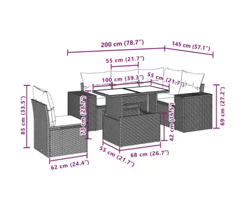 6-Daļīgs Dārza Dīvānu Komplekts,Matrači, Gaiši Pelēka Pe Pinums Vidaxl
