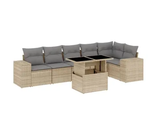 7-Osaline Aiadiivani Komplekt Patjadega, Beež, Polürotang