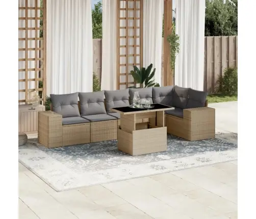 7-Osaline Aiadiivani Komplekt Patjadega, Beež, Polürotang