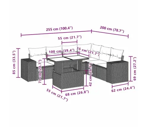 7-Osaline Aiadiivani Komplekt Patjadega, Must, Polürotang