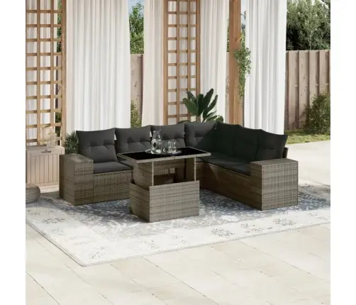 7-Osaline Aiadiivani Komplekt Patjadega, Hall, Polürotang 7-Osaline Aiadiivani Komplekt Patjadega, Hall, Polürotang