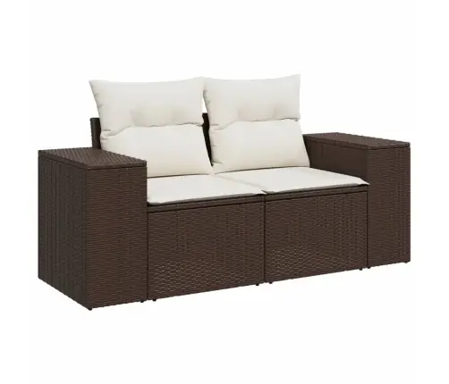 Sofos Komplektas Su Pagalvėlėmis, 7 Dalių, Rudas, Poliratanas