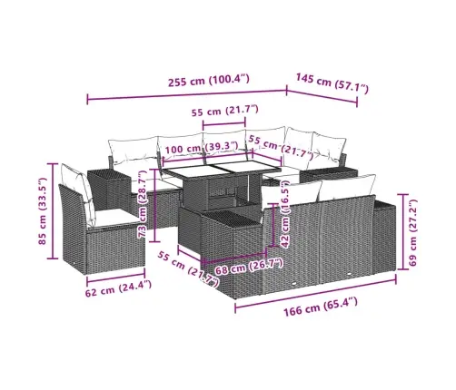 9-Osaline Aiadiivani Komplekt Patjadega, Helehall, Polürotang