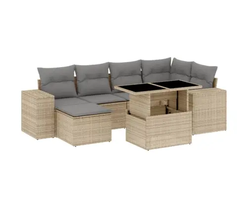 7-Osaline Aiadiivani Komplekt Patjadega, Beež, Polürotang