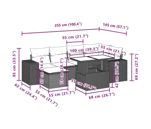 7-Osaline Aiadiivani Komplekt Patjadega, Beež, Polürotang