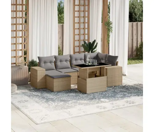 7-Osaline Aiadiivani Komplekt Patjadega, Beež, Polürotang