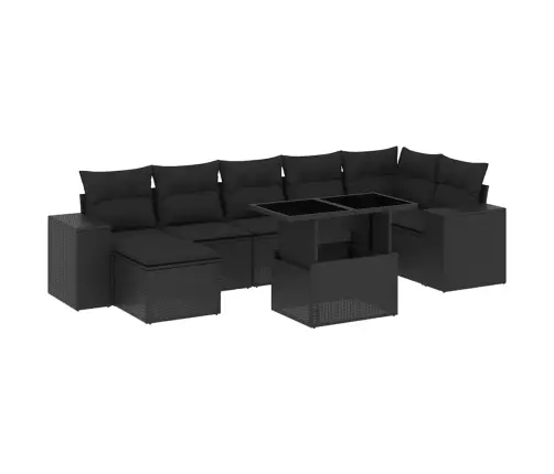 8-Daļīgs Dārza Dīvāna Komplekts, Matrači, Melna Pe Rotangpalma Vidaxl
