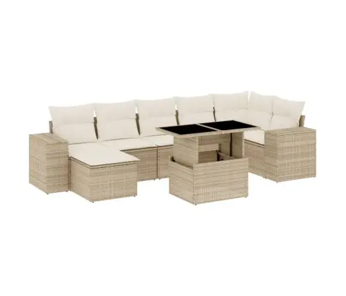 8-Osaline Aiadiivani Komplekt Patjadega, Beež, Polürotang