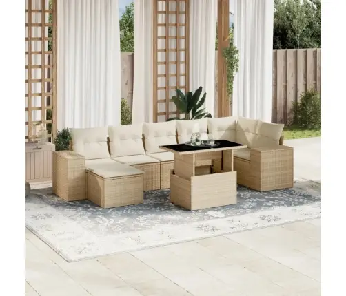 8-Osaline Aiadiivani Komplekt Patjadega, Beež, Polürotang