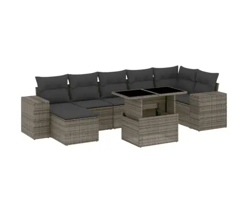 Sodo Komplektas Su Pagalvėlėmis, 8 Dalių, Pilkas, Poliratanas