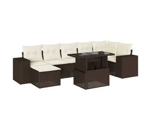 Sodo Komplektas Su Pagalvėlėmis, 8 Dalių, Rudas, Poliratanas