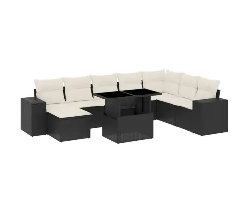 9-Daļīgs Dārza Dīvāna Komplekts, Matrači, Melna Pe Rotangpalma Vidaxl