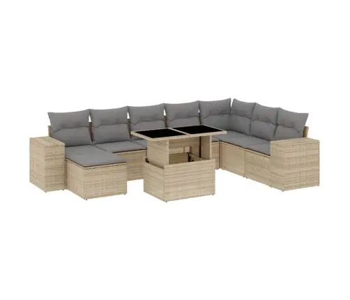 9-Osaline Aiadiivani Komplekt Patjadega, Beež, Polürotang