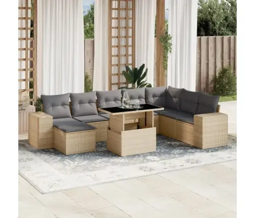 9-Osaline Aiadiivani Komplekt Patjadega, Beež, Polürotang