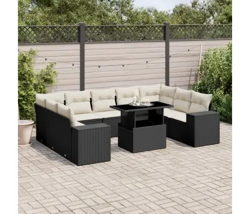 Sodo Komplektas Su Pagalvėlėmis, 10 Dalių, Juodas, Poliratanas