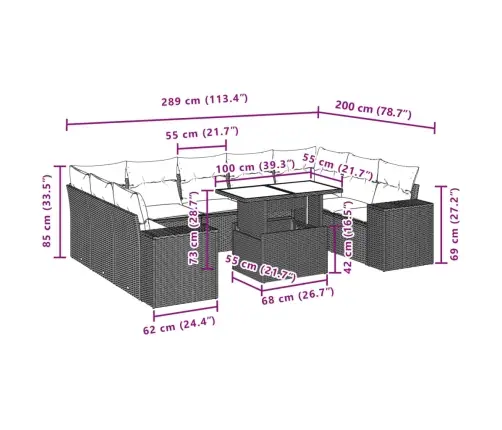 10-Osaline Aiadiivani Komplekt Patjadega, Hall, Polürotang