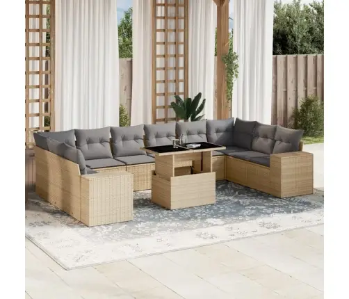 11-Osaline Aiadiivani Komplekt Patjadega, Beež, Polürotang