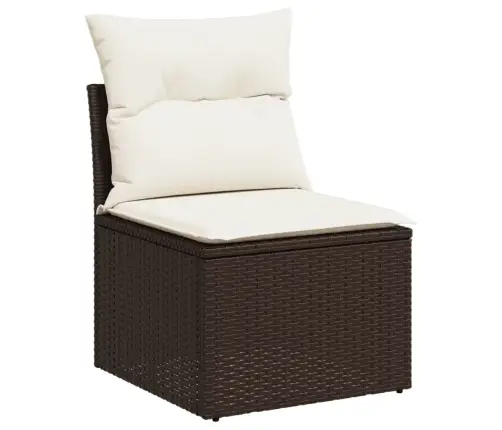 Sodo Komplektas Su Pagalvėlėmis, 11 Dalių, Rudas, Poliratanas