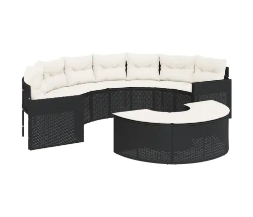 2-Daļīgs Dārza Dīvāna Komplekts, Pusaplis, Melna Pe Rotangpalma Vidaxl