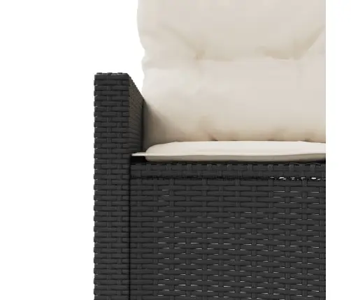 Sodo Sofų Komplektas, 3 Dalių, Juodas, Pusapvalis, Poliratanas