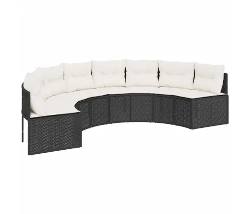 2-Daļīgs Dārza Dīvāna Komplekts, Pusaplis, Melna Pe Rotangpalma Vidaxl