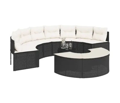 Sodo Komplektas, 3 Dalių, Juodas, Pusapvalis, Poliratanas