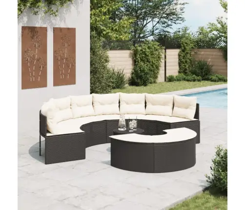 Sodo Komplektas, 3 Dalių, Juodas, Pusapvalis, Poliratanas