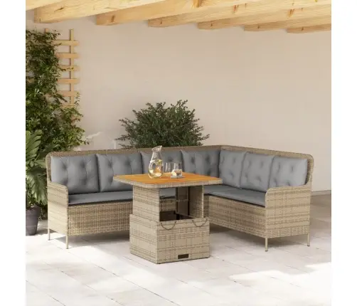 2-Daļīgs Dārza Dīvānu Komplekts, Matrači, Bēša Pe Rotangpalma Vidaxl