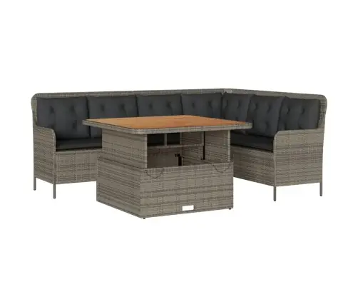 2-Osaline Aiamööblikomplekt Istmepatjadega, Polürotang, Hall