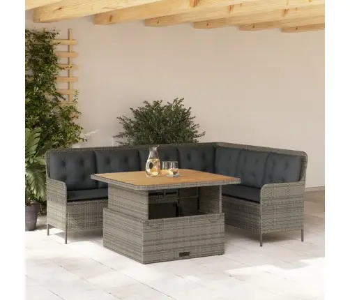 2-Osaline Aiamööblikomplekt Istmepatjadega, Polürotang, Hall