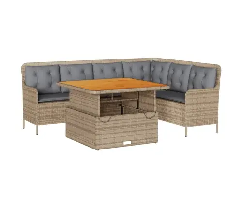 2-Daļīgs Dārza Dīvānu Komplekts, Matrači, Bēša Pe Rotangpalma Vidaxl