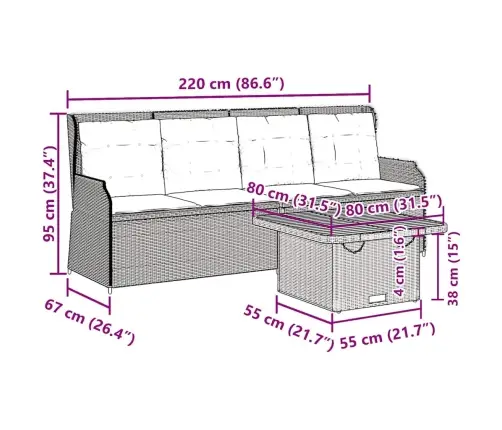 3-Daļīgs Dārza Atpūtas Mēbeļu Komplekts, Bēša Pe Rotangpalma Vidaxl