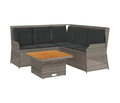 4-Daļīgs Dārza Atpūtas Mēbeļu Komplekts, Pelēka Pe Rotangpalma Vidaxl