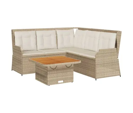 4-Daļīgs Dārza Atpūtas Mēbeļu Komplekts, Bēša Pe Rotangpalma Vidaxl