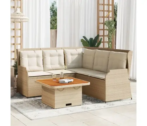 4-Daļīgs Dārza Atpūtas Mēbeļu Komplekts, Bēša Pe Rotangpalma Vidaxl