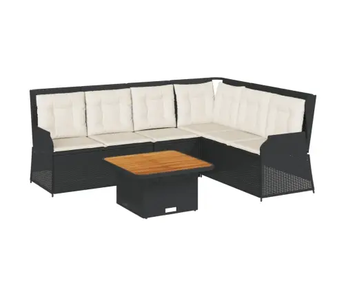 5-Osaline Aiamööblikomplekt Patjadega, Must, Polürotang